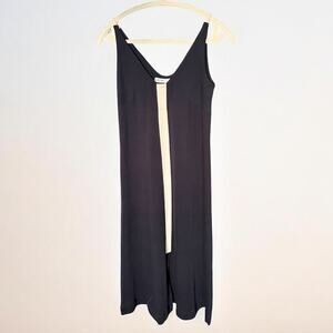SKFK Bilbao Black Minimalist Midi Dress Contrast Stripe